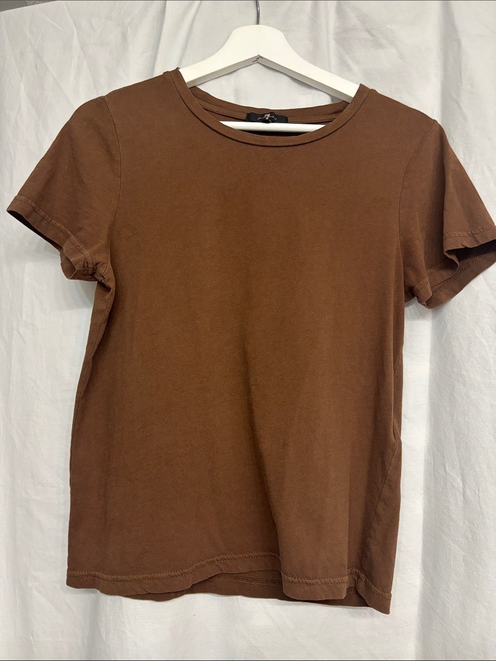 7 For All Mankind Brown Short Sleeve Crew Tee